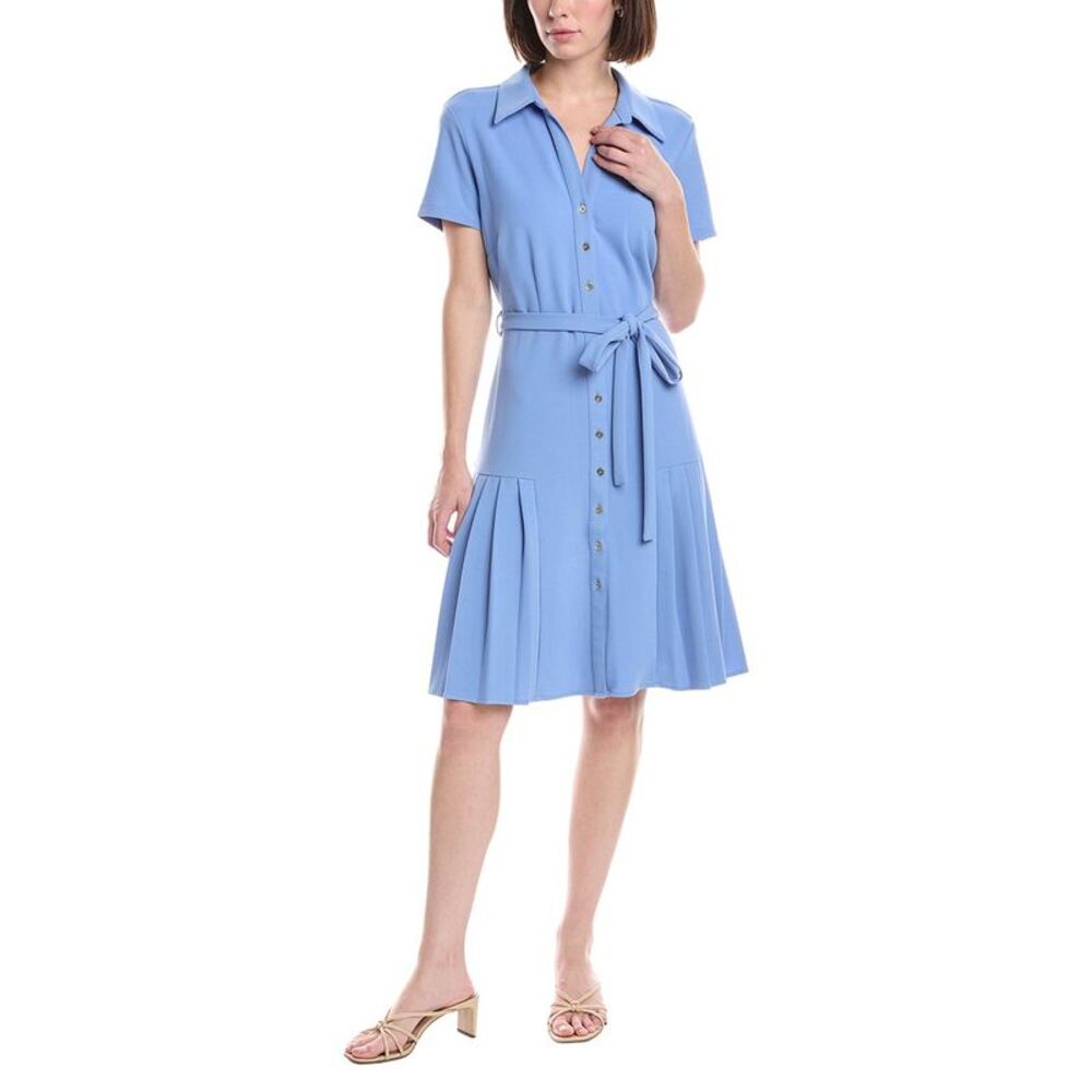 Sharagano Womens  Short Sleeve Shirtdress, Blue